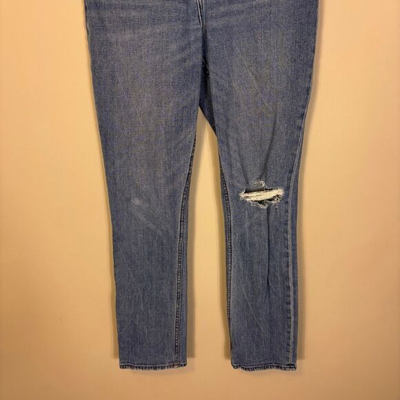 Abercrombie & Fitch The 90's Slim Straight Distressed Knee Ultra High Rise Jeans - Picture 4 of 6